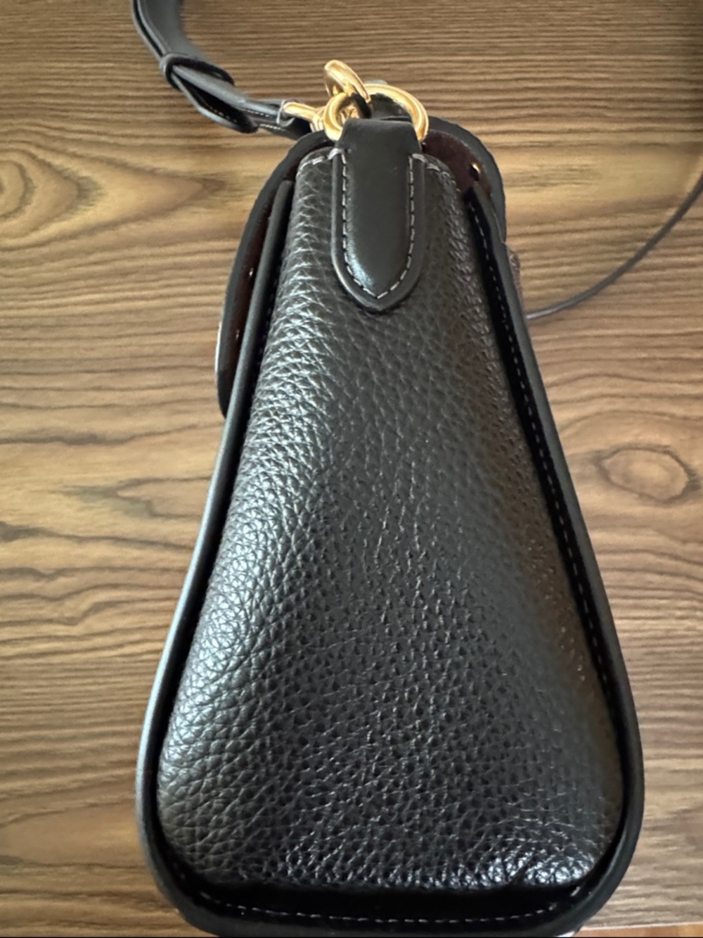 Coach Black and Brown Signature Rivet Morgan Top Handle Satchel Gold Hardware - Picture 7 of 13
